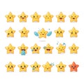 Collection of difference emoticon icon of cute star cartoon on white background vector illustration Royalty Free Stock Photo