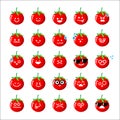 Collection of difference emoticon icon of tomato cartoon on the
