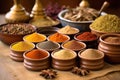 a collection of different arabic spices in small containers
