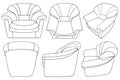 Collection of different armchairs Royalty Free Stock Photo