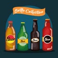 Collection of different beer bottles Vector