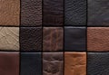 A collection of different brown leather textures. Royalty Free Stock Photo