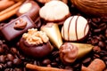 Collection of different chocolate pralines truffels Royalty Free Stock Photo