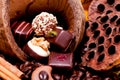 Collection of different chocolate pralines truffels Royalty Free Stock Photo
