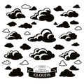 Collection of different cloud icons