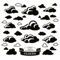 Collection of different cloud icons Royalty Free Stock Photo