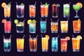 Collection of different cocktail mixtures Royalty Free Stock Photo