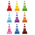 Collection Of Different Color Traffic Cones. Royalty Free Stock Photo