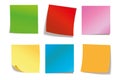 Collection of different colored sheets of note papers with curled corner, ready for your message. Royalty Free Stock Photo