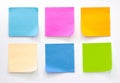 Collection of different colored sheets of note papers Isolated on white background,post it notes Royalty Free Stock Photo