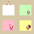 Collection of different colored sheets of note papers with Santa Claus, ready for your message.