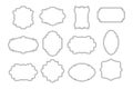 Collection of different curly frames for text, labels. Contour frames, templates, icons