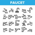 Collection Different Faucet Sign Icons Set Vector