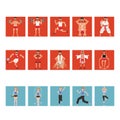 Collection of different fitness activities. Vector illustration decorative design