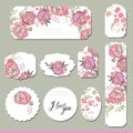 Collection with different floral paper labels