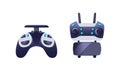 Collection of different game joystick. Gaming equipment digital technology device with buttons. Gamer console with display