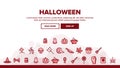 Collection Different Halloween Icons Set Vector