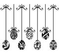 Collection of different hanging Easter egg decorations Royalty Free Stock Photo