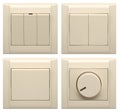 Collection of different light switch on white