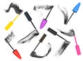 Collection of different mascara brush strokes Royalty Free Stock Photo