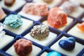 Collection of different minerals. Geology. Selective focus.