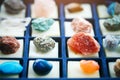 Collection of different minerals. Geology. Selective focus.