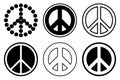 Collection of different peace signs isolated on white