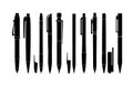Collection of different pens, vector illustration Royalty Free Stock Photo