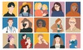 Collection of different person portraits. Set of different multicultural people avatars, user portraits. Royalty Free Stock Photo