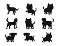collection of different pose dog animals isolated Vector Silhouettes