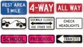 Collection of different road signs in the US Royalty Free Stock Photo