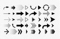 Collection of different shape arrows. Set of arrows icons isolated on white background. Vector signs Royalty Free Stock Photo