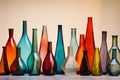 collection of different shaped and colored glass bottles Royalty Free Stock Photo