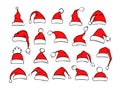 Collection of different shpes santa xmas christmas hats in red black white color Royalty Free Stock Photo