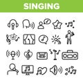 Collection Different Singing Icons Set Vector