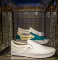 SHEFFIELD, UK - 2ND JUNE 2019: Mens Vans trainers on display for sale in a store in the UK