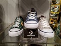 SHEFFIELD, UK - 2ND JUNE 2019: Mens Converse trainers on display for sale in a store in the UK