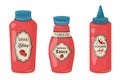 Collection of different tomato ketchup.