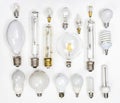 Collection of different tungsten led bulbs and low consumption