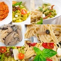 Collection of different type of Italian pasta collage Royalty Free Stock Photo