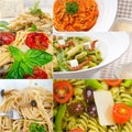 Collection of different type of Italian pasta collage Royalty Free Stock Photo