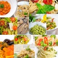 Collection of different type of Italian pasta collage Royalty Free Stock Photo