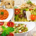 Collection of different type of Italian pasta collage Royalty Free Stock Photo