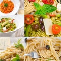 Collection of different type of Italian pasta collage Royalty Free Stock Photo