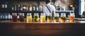 Assorted Drinks in a Line of Filled Jars for Refreshment and Variety Royalty Free Stock Photo