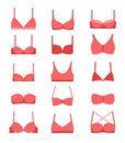 Collection of different types of bras illustrations, icons