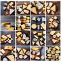 Collection of 16 Different types of cheese - parmesan, brie, roquefort, cheddar