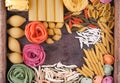 Collection of different types of Italian pasta