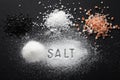 Collection of different types of salt Royalty Free Stock Photo
