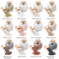 Collection of different types of salt isolated on